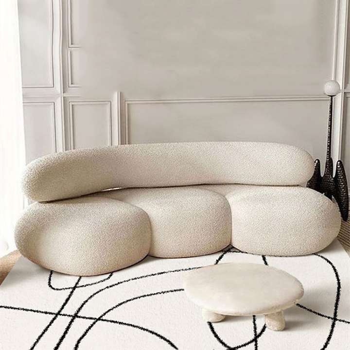 Buy farmhouse furniture La Vista Curved Mediterranean Coast Lamb Sofa - Modern Cottage Farmhouse Furniture