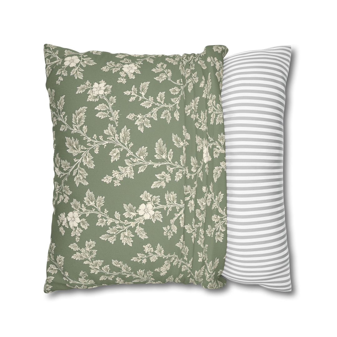 Clover Hill - Cream &amp; Sage Floral Pillowcase By. Artisan Blooms