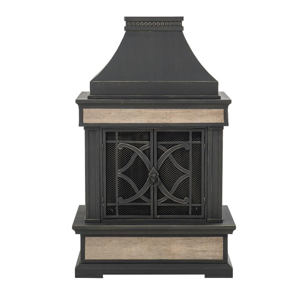Buy farmhouse furniture Sunjoy Heirloom Slate Wood Burning Fireplace - Black - Modern Cottage Farmhouse Furniture