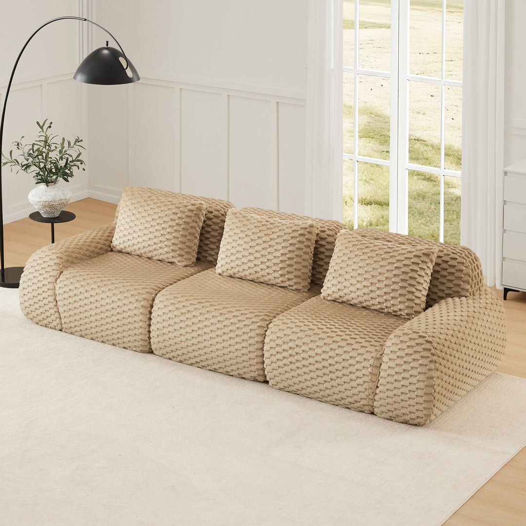 Buy farmhouse furniture Large Modern Italian Woven Boucle Modular Sectional Sofa Sectional Couch - Modern Cottage Farmhouse Furniture
