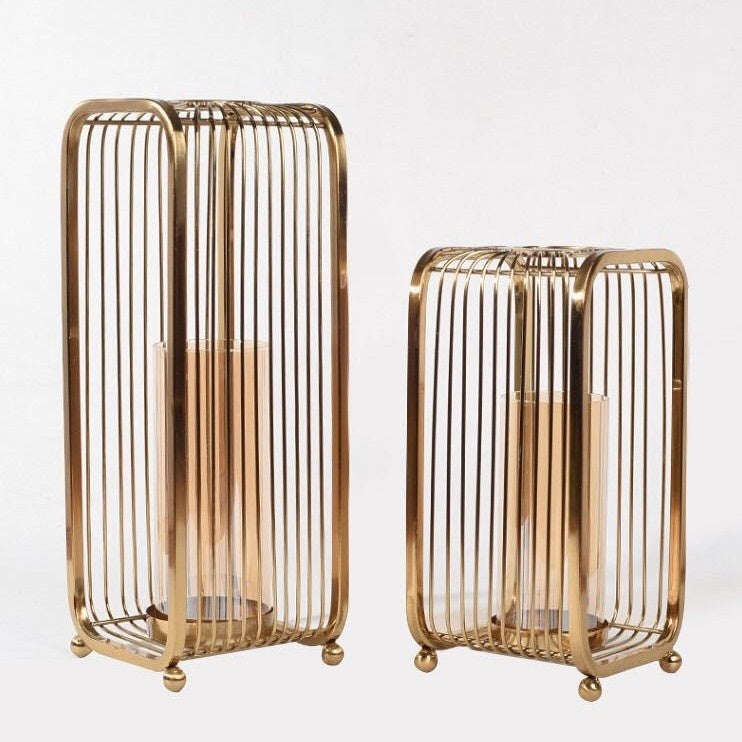 Buy farmhouse furniture Camini | Modern Mediterranean Bronze Metal And Transparent Glass Floor Vase - Modern Cottage Farmhouse Furniture