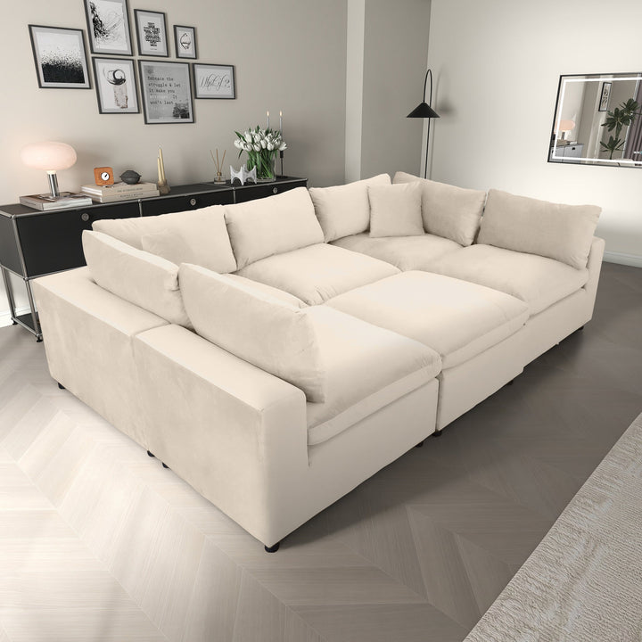 Buy farmhouse furniture Hayward Ivory Velvet Modular Sectional Sofa - Modern Cottage Farmhouse Furniture