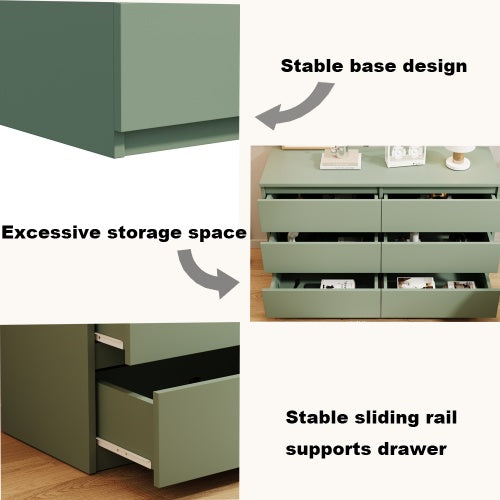 Buy farmhouse furniture Sage Green Farmhouse Large 6-drawer Cabinet Dressing Table - Modern Cottage Farmhouse Furniture