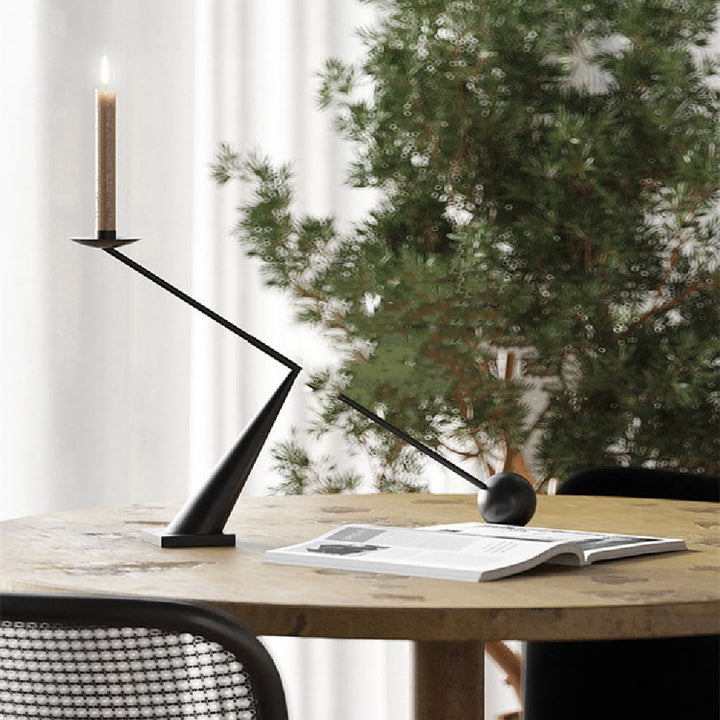 Buy farmhouse furniture Large Black Metal Modern Mediterranean Minimalist Candlestick Holder - Modern Cottage Farmhouse Furniture