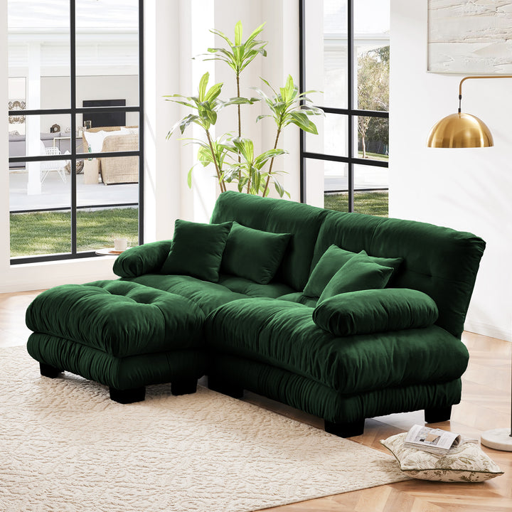 Buy farmhouse furniture Marbella | Upholstered Mediterranean Luxury Cloud Green Wide Arm Sofa - Modern Cottage Farmhouse Furniture