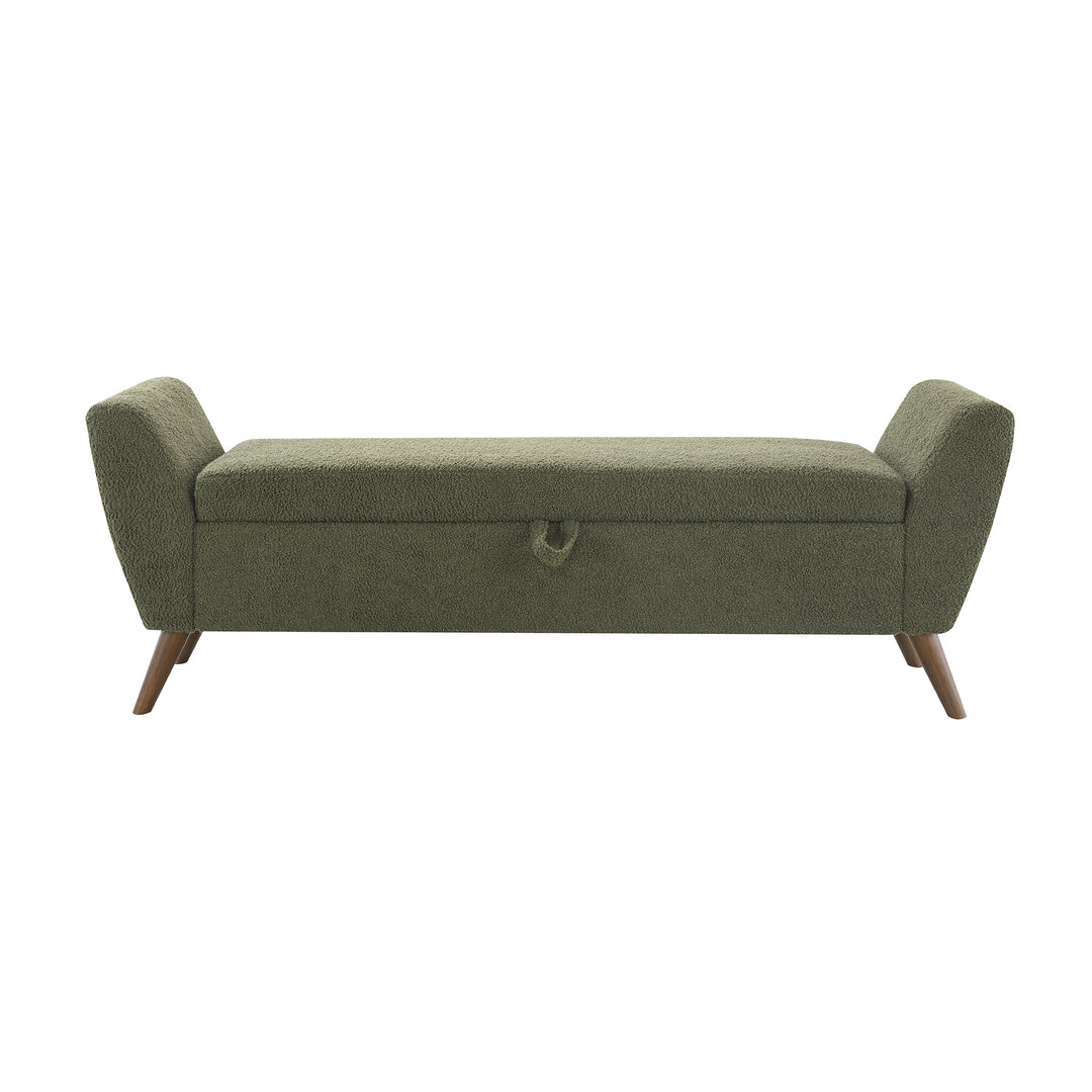 Buy farmhouse furniture Green Modern Storage Bench With Wood Legs - Modern Cottage Farmhouse Furniture