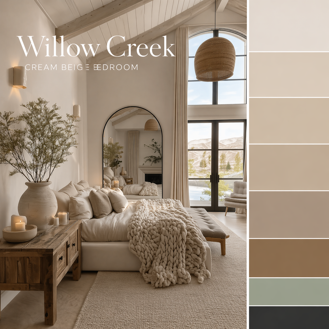 Buy farmhouse furniture Farmhouse Bedroom | Digital Colour Swatch Kit | 300 DPI Print-at-Home | SW · BM · Behr · F&amp;B · Sikkens · Dulux · Asian Paints - Modern Cottage Farmhouse Furniture