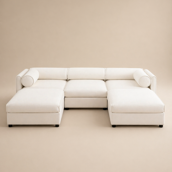 Buy farmhouse furniture Birch Hollow Sofa | Modern Farmhouse U-Shaped 3-Seater Sofa Couch - Modern Cottage Farmhouse Furniture