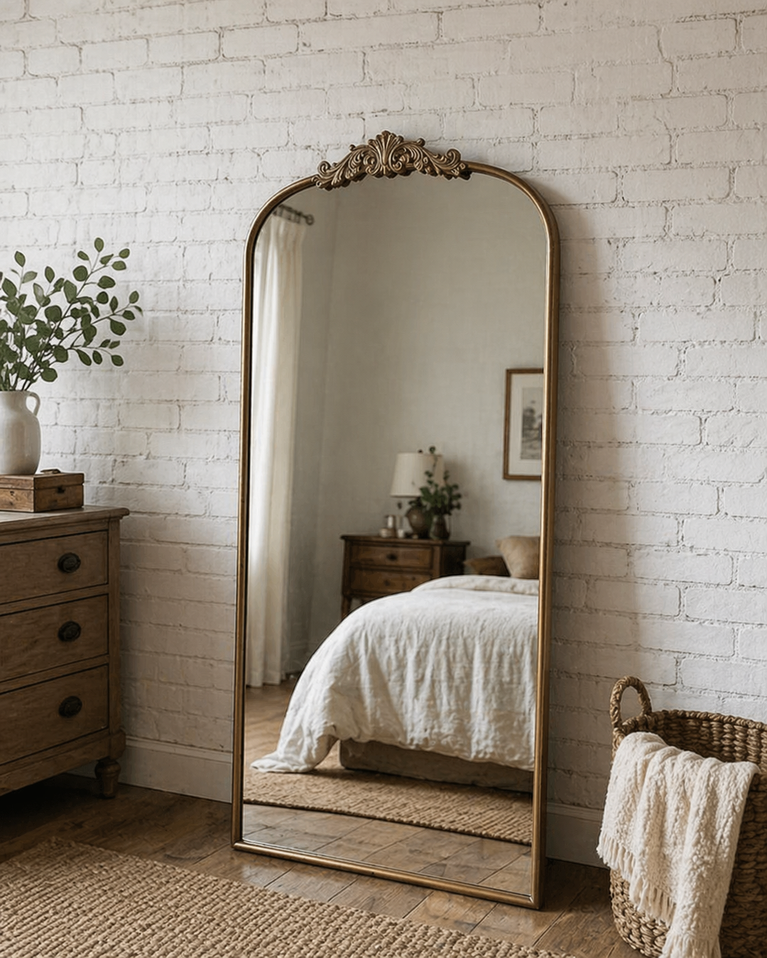 Buy farmhouse furniture Les Saules | Elegant Modern Farmhouse Gold Contemporary Large Arched Full Length Mirror - Modern Cottage Farmhouse Furniture