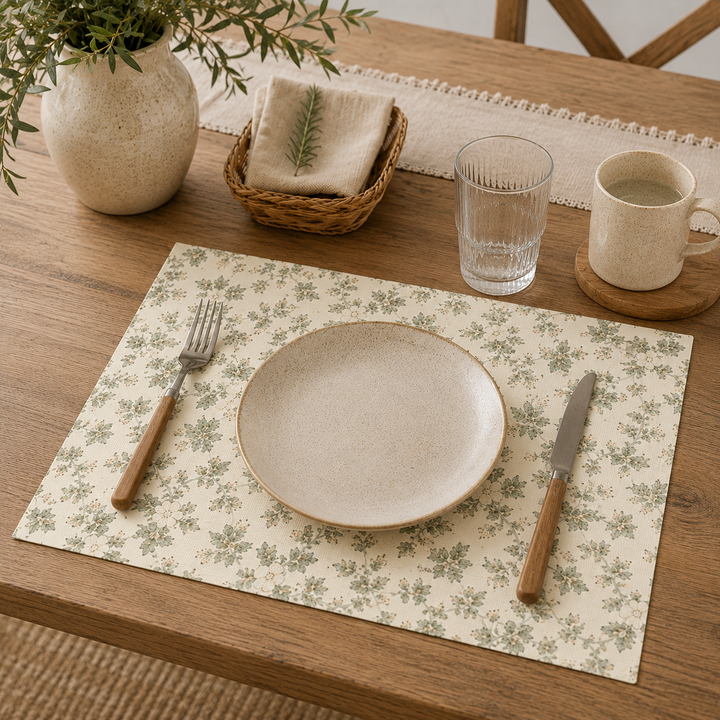 Buy farmhouse furniture Botanical Ivy Placemat — Green Vintage Leaf Table Mat - Modern Cottage Farmhouse Furniture