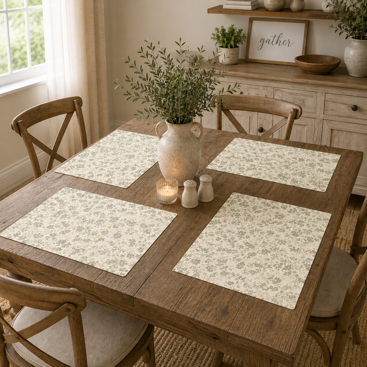 Buy farmhouse furniture Botanical Ivy Placemat — Green Vintage Leaf Table Mat - Modern Cottage Farmhouse Furniture