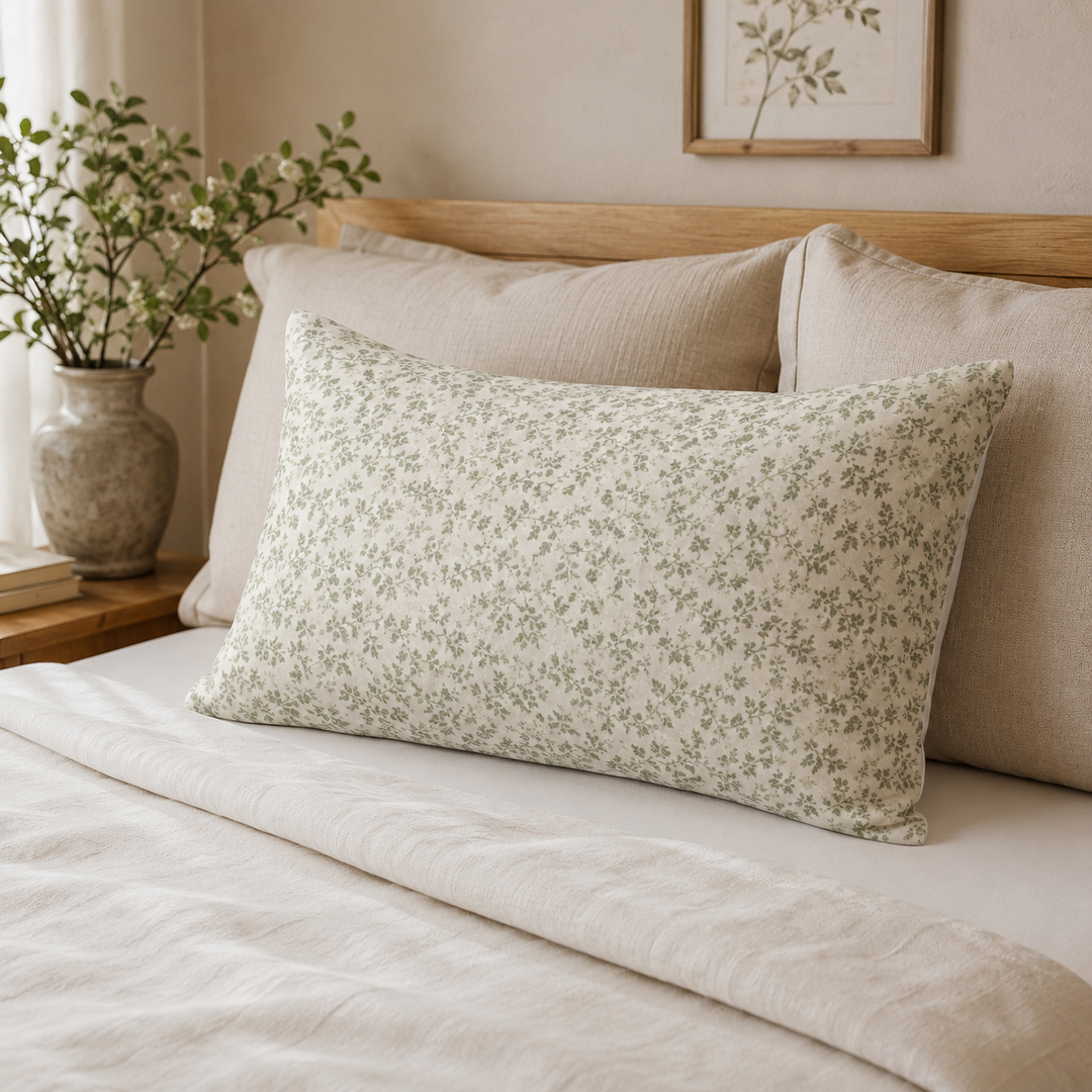 Sage Cotton Pillow Sham — Cream &amp; Sage Collection By. Artisan Blooms