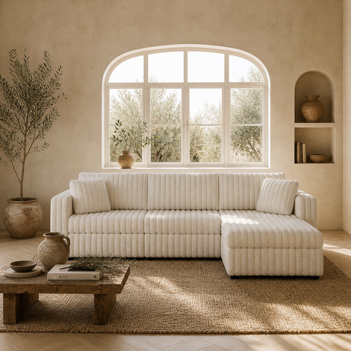 Buy farmhouse furniture Oversize Soft Rabbit Plush 3-Person Farmhouse Couch Sofa with Ottoman with Hydraulic Lift. - Modern Cottage Farmhouse Furniture