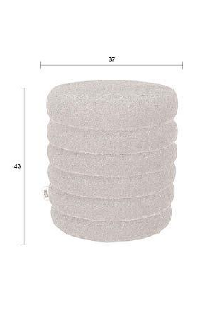 Buy farmhouse furniture Modern Mediterranean Italian Off White Beige Boucle Upholstered Stool Ottoman - Modern Cottage Farmhouse Furniture