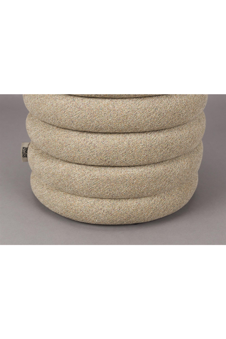 Buy farmhouse furniture Modern Mediterranean Italian Off White Beige Boucle Upholstered Stool Ottoman - Modern Cottage Farmhouse Furniture