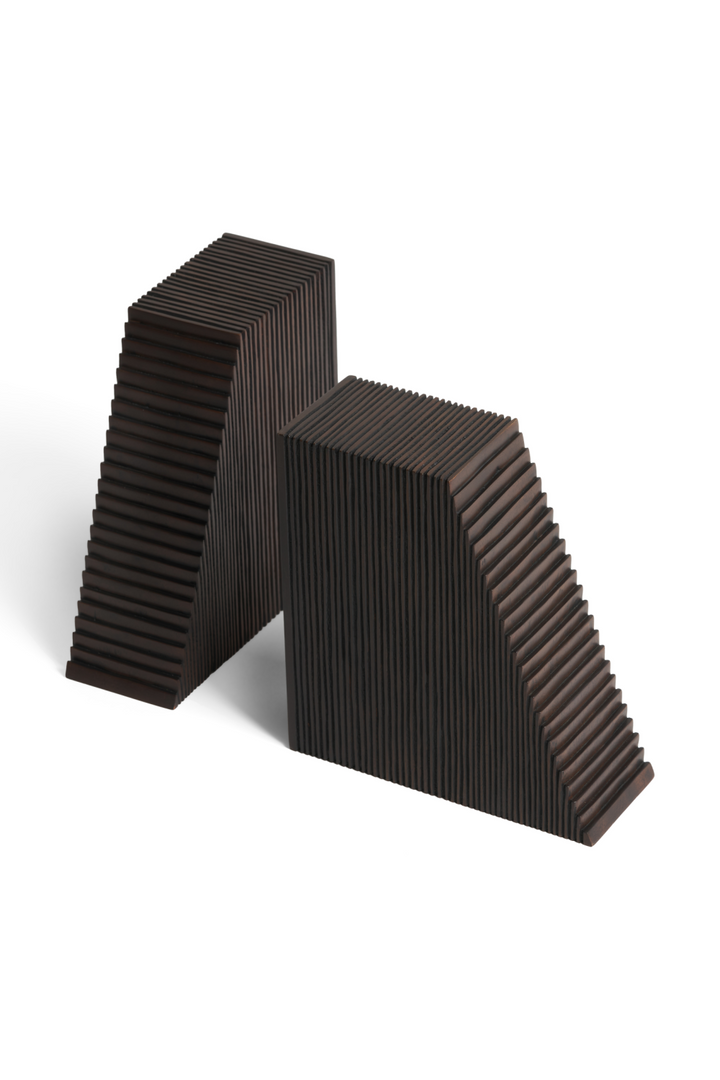 Buy farmhouse furniture Varnished Italian Modern Mahogany Book Ends (2) - Modern Cottage Farmhouse Furniture