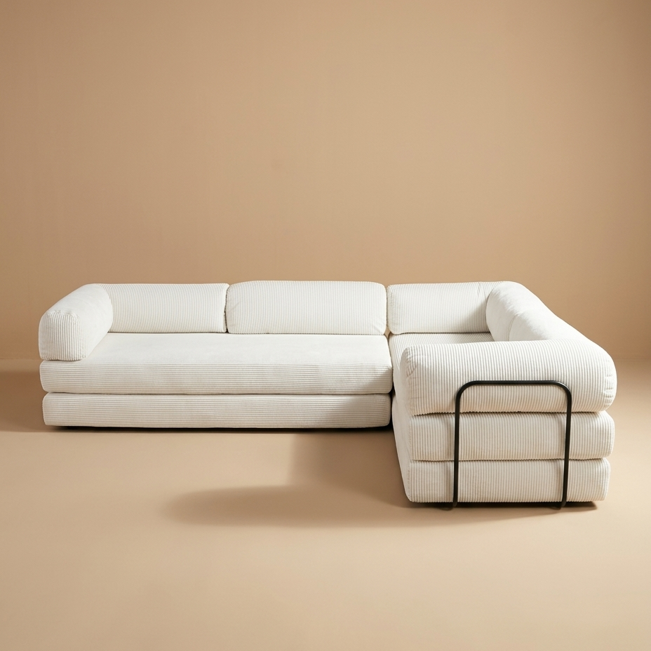 Buy farmhouse furniture Le Marie • White L-Shaped Modular Modern European Farmhouse Style Sofa Bed - Modern Cottage Farmhouse Furniture