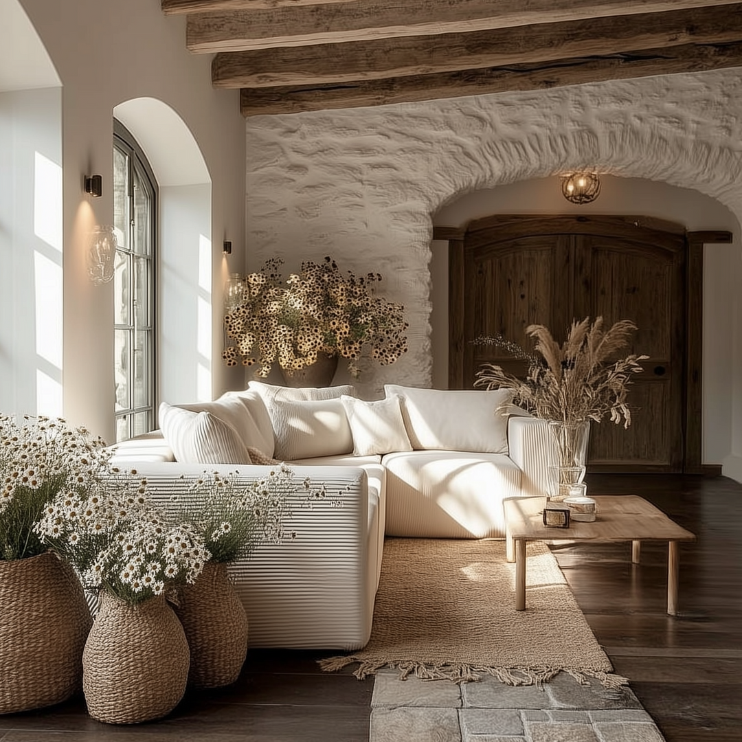 Buy farmhouse furniture La Kei • Upholstered European Farmhouse Style Modular L Shaped Sectional Sofa - Modern Cottage Farmhouse Furniture
