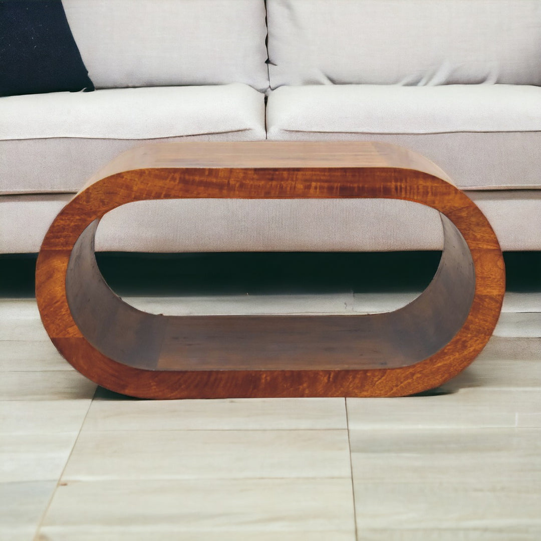 Buy farmhouse furniture Amaya Oval Mango Wood Coffee Table | Mediterranean Chestnut Finish | 31.5" x 19.7" - Modern Cottage Farmhouse Furniture