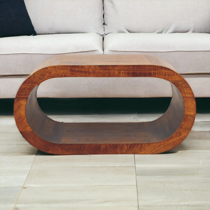 Buy farmhouse furniture Amaya Oval Mango Wood Coffee Table | Mediterranean Chestnut Finish | 31.5" x 19.7" - Modern Cottage Farmhouse Furniture