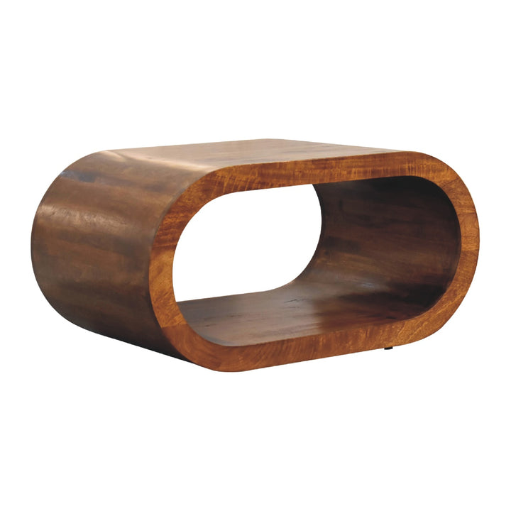 Buy farmhouse furniture Amaya Oval Mango Wood Coffee Table | Mediterranean Chestnut Finish | 31.5" x 19.7" - Modern Cottage Farmhouse Furniture