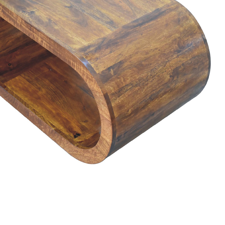 Buy farmhouse furniture Amaya Oval Mango Wood Coffee Table | Mediterranean Chestnut Finish | 31.5" x 19.7" - Modern Cottage Farmhouse Furniture