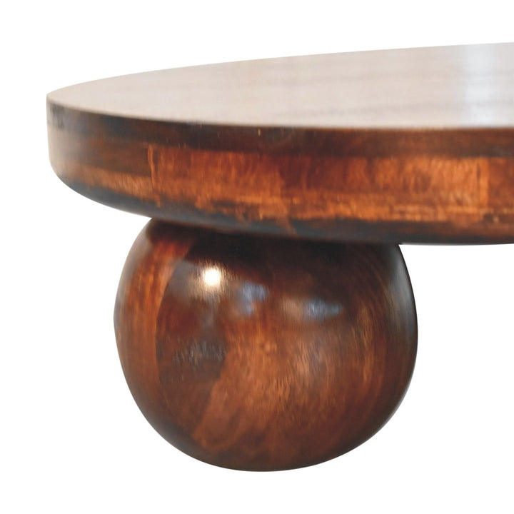 Buy farmhouse furniture Sorrento Luxe Mediterranean Luxury Greek Walnut Central Table with Ball Feet - Modern Cottage Farmhouse Furniture