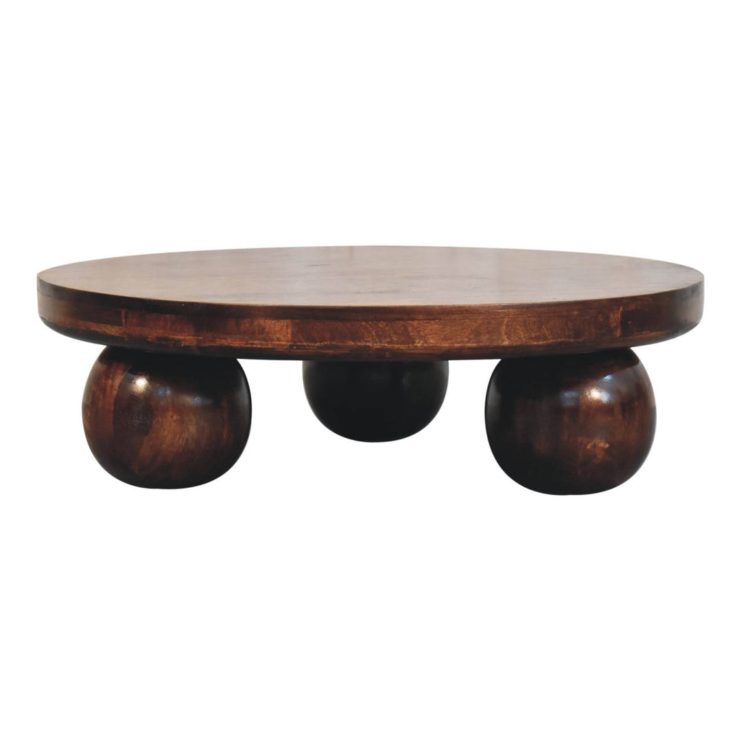Buy farmhouse furniture Sorrento Luxe Mediterranean Luxury Greek Walnut Central Table with Ball Feet - Modern Cottage Farmhouse Furniture