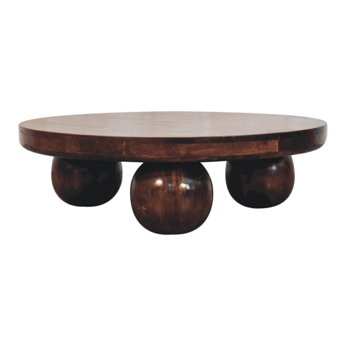 Buy farmhouse furniture Sorrento Luxe Mediterranean Luxury Greek Walnut Central Table with Ball Feet - Modern Cottage Farmhouse Furniture