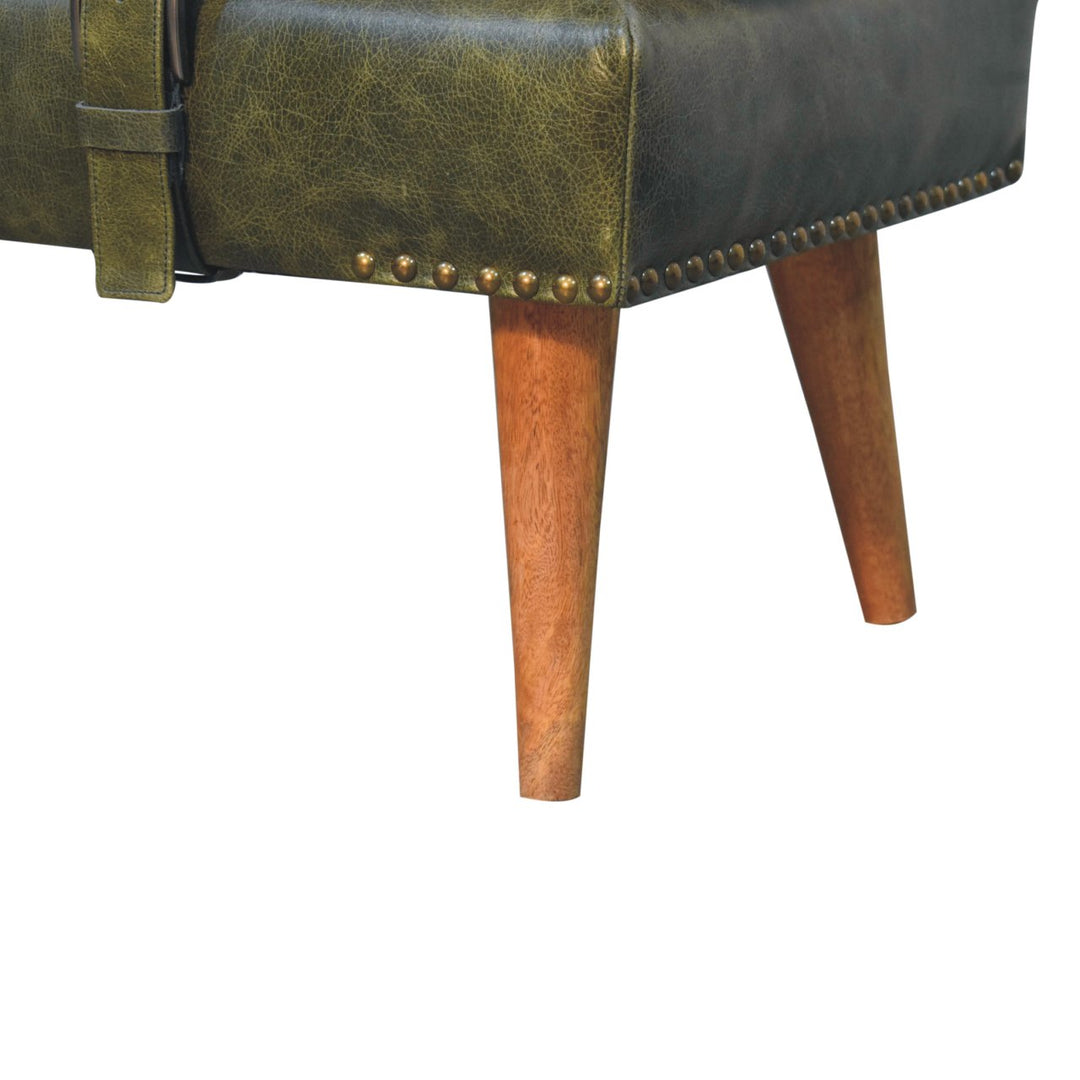 Buy farmhouse furniture Villa Toscana Olive Leather Bouclé Bench - Modern Cottage Farmhouse Furniture