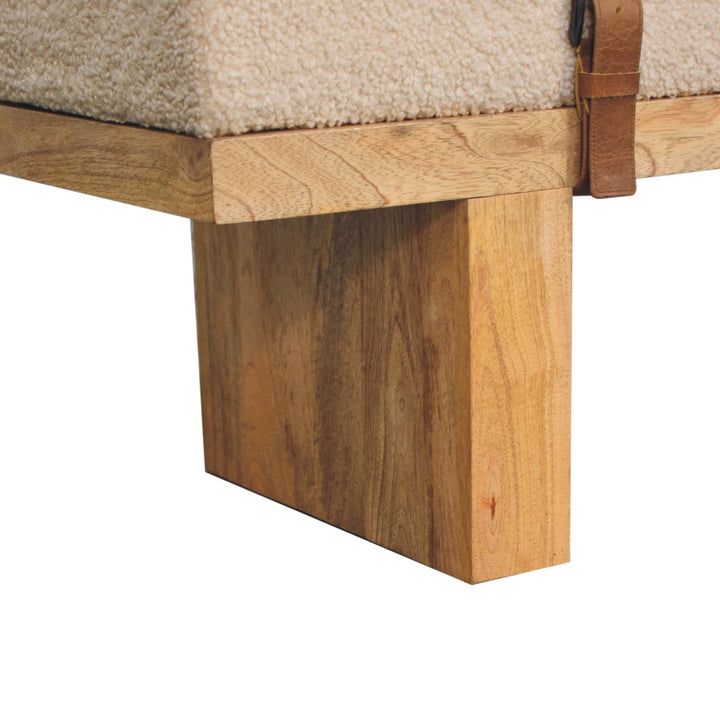 Buy farmhouse furniture Valencia Oro Greece Mediterranean Cream Bouclé Bench - Modern Cottage Farmhouse Furniture