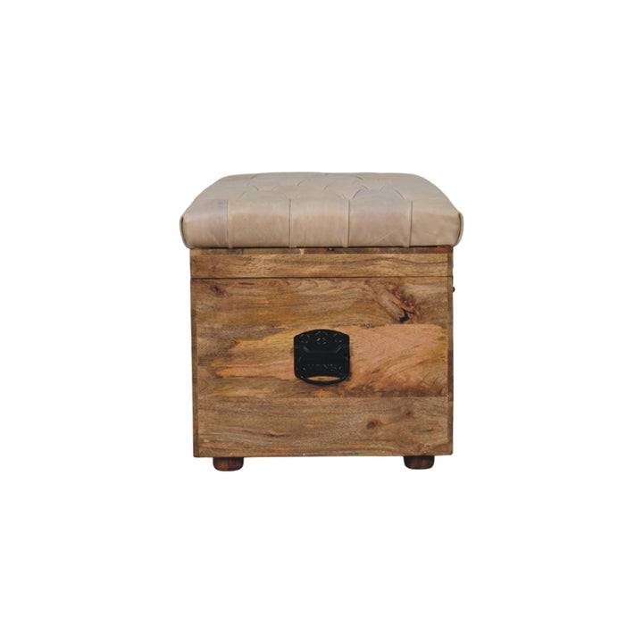 Buy farmhouse furniture Beige Buffalo hide leather Storage Trunk - Modern Cottage Farmhouse Furniture