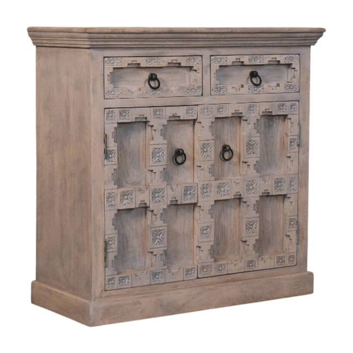 Buy farmhouse furniture Jaipur Mediterranean Greece Ashed Lattice Sideboard - Modern Cottage Farmhouse Furniture