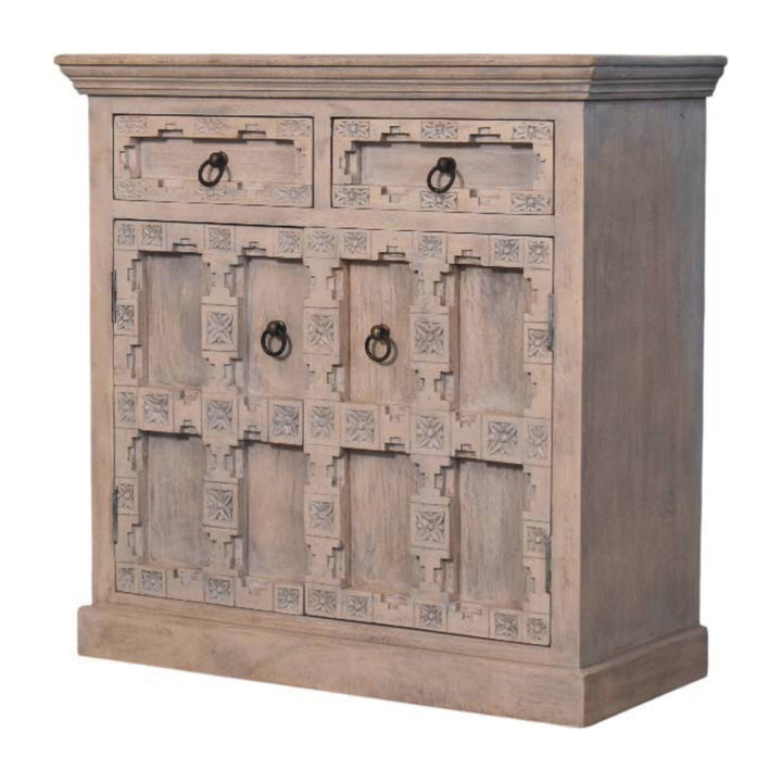 Buy farmhouse furniture Jaipur Mediterranean Greece Ashed Lattice Sideboard - Modern Cottage Farmhouse Furniture