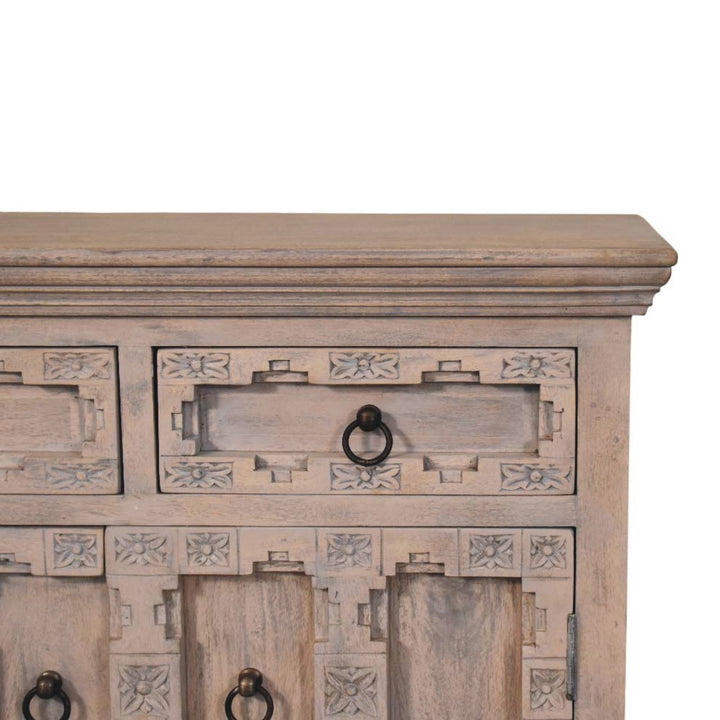 Buy farmhouse furniture Jaipur Mediterranean Greece Ashed Lattice Sideboard - Modern Cottage Farmhouse Furniture