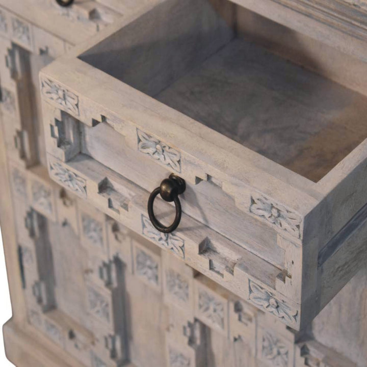 Buy farmhouse furniture Jaipur Mediterranean Greece Ashed Lattice Sideboard - Modern Cottage Farmhouse Furniture