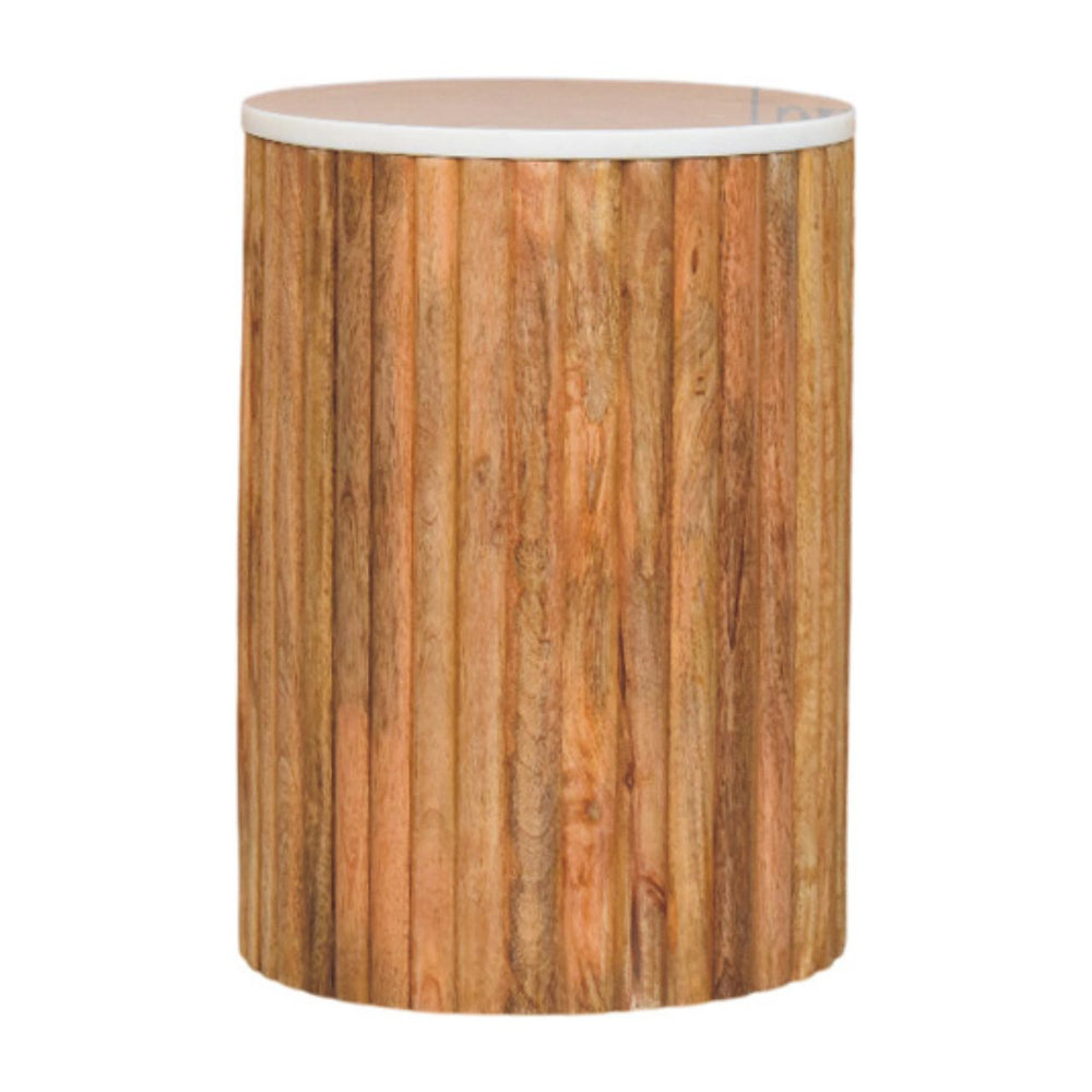 Buy farmhouse furniture Casa Marina Fluted Marble Side Table - Modern Cottage Farmhouse Furniture