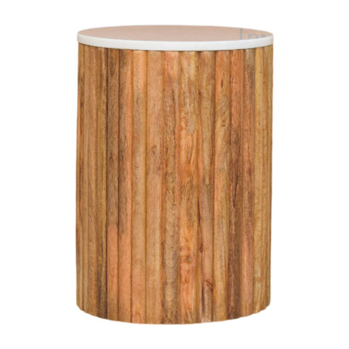 Buy farmhouse furniture Casa Marina Fluted Marble Side Table - Modern Cottage Farmhouse Furniture