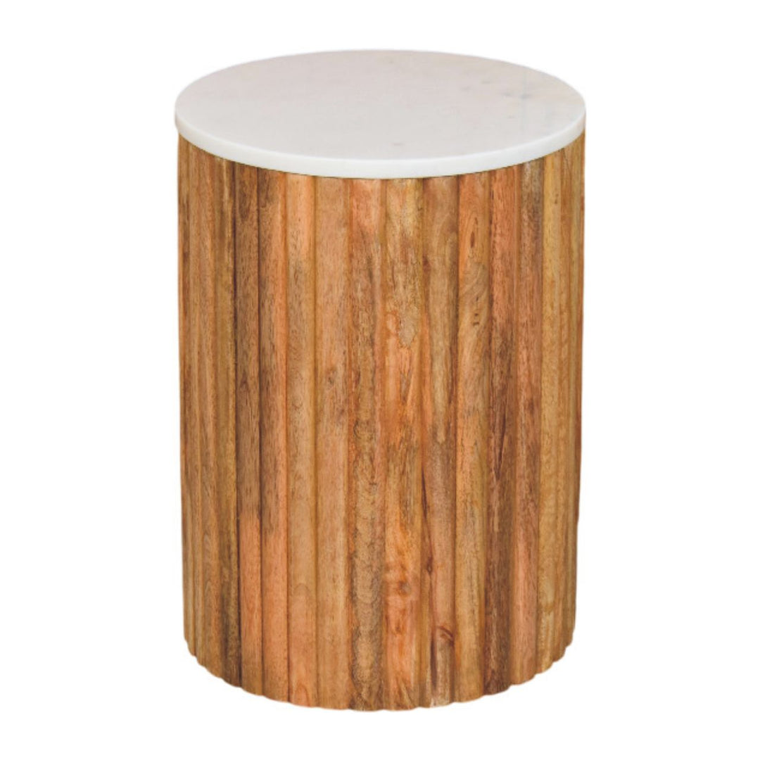 Buy farmhouse furniture Casa Marina Fluted Marble Side Table - Modern Cottage Farmhouse Furniture