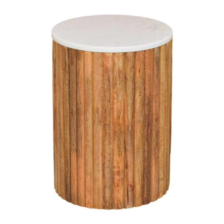 Buy farmhouse furniture Casa Marina Fluted Marble Side Table - Modern Cottage Farmhouse Furniture