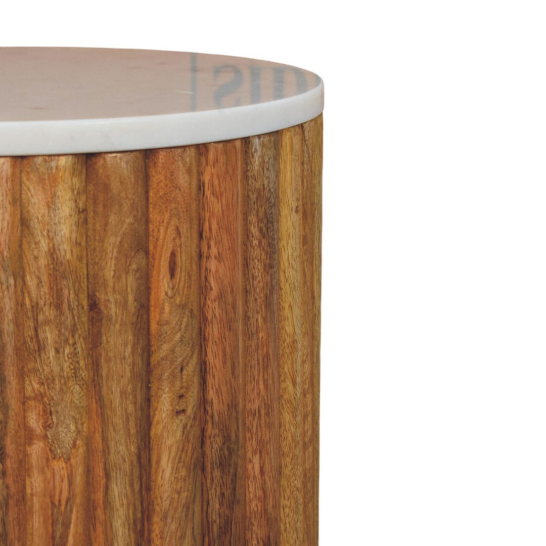 Buy farmhouse furniture Casa Marina Fluted Marble Side Table - Modern Cottage Farmhouse Furniture