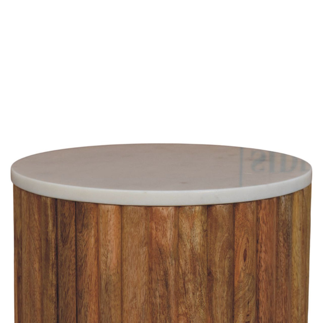 Buy farmhouse furniture Casa Marina Fluted Marble Side Table - Modern Cottage Farmhouse Furniture