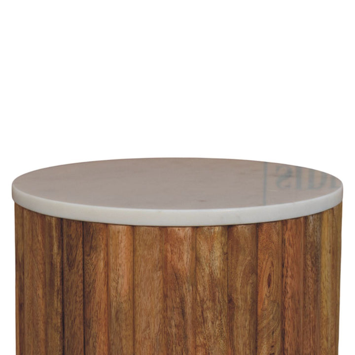Buy farmhouse furniture Casa Marina Fluted Marble Side Table - Modern Cottage Farmhouse Furniture
