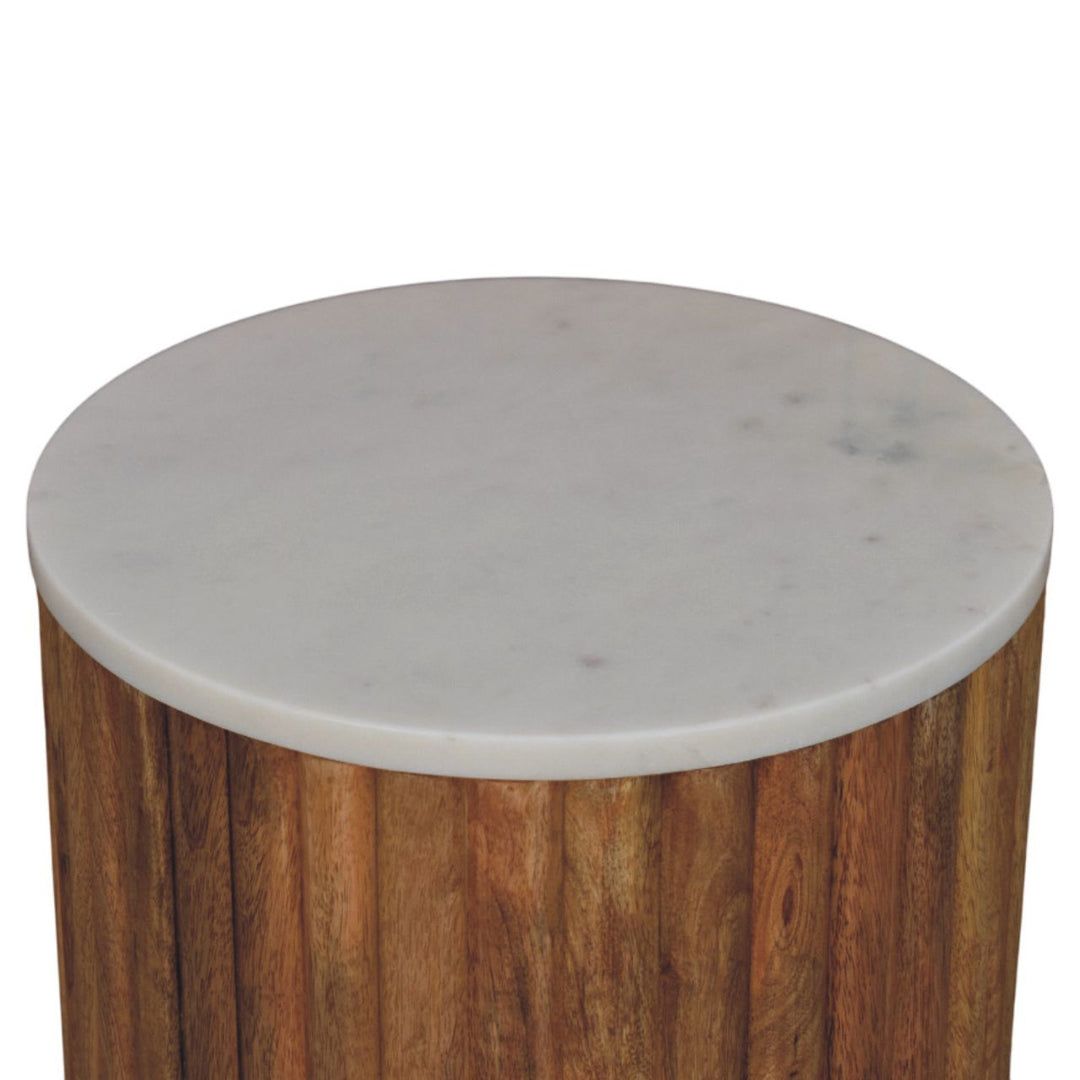 Buy farmhouse furniture Casa Marina Fluted Marble Side Table - Modern Cottage Farmhouse Furniture