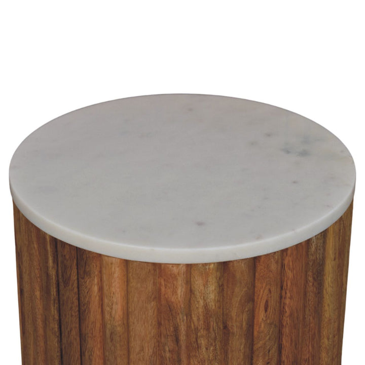 Buy farmhouse furniture Casa Marina Fluted Marble Side Table - Modern Cottage Farmhouse Furniture