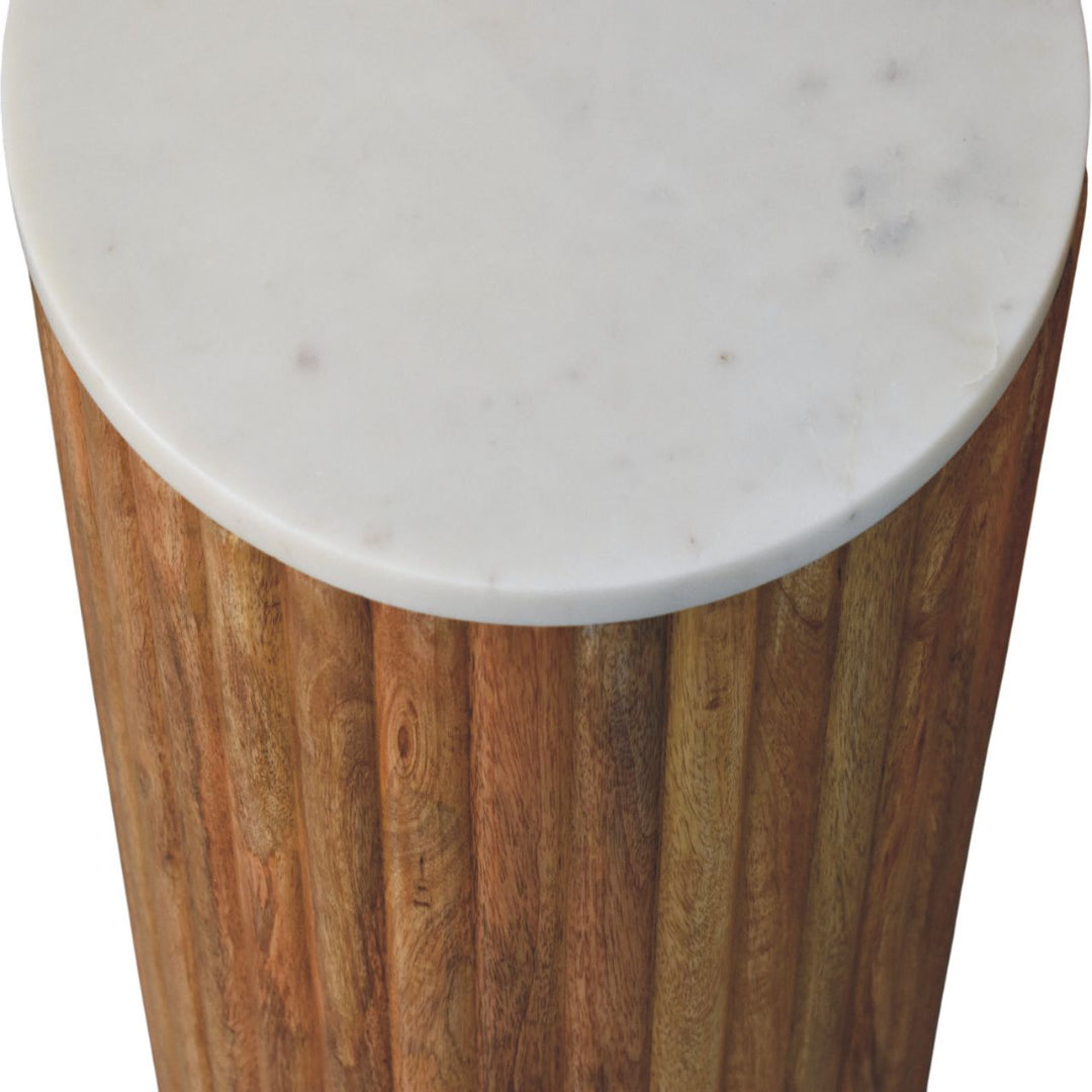 Buy farmhouse furniture Casa Marina Fluted Marble Side Table - Modern Cottage Farmhouse Furniture