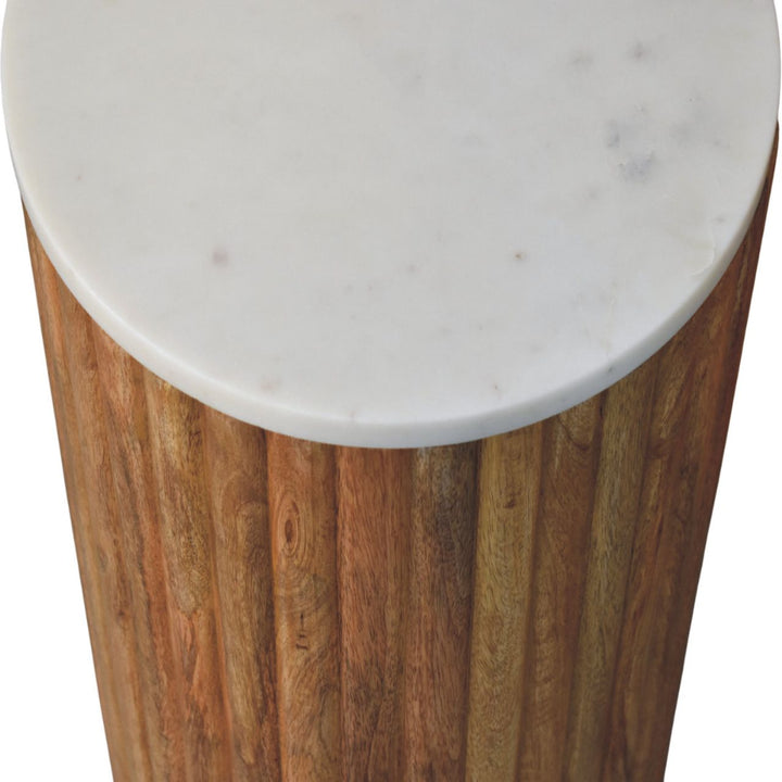 Buy farmhouse furniture Casa Marina Fluted Marble Side Table - Modern Cottage Farmhouse Furniture