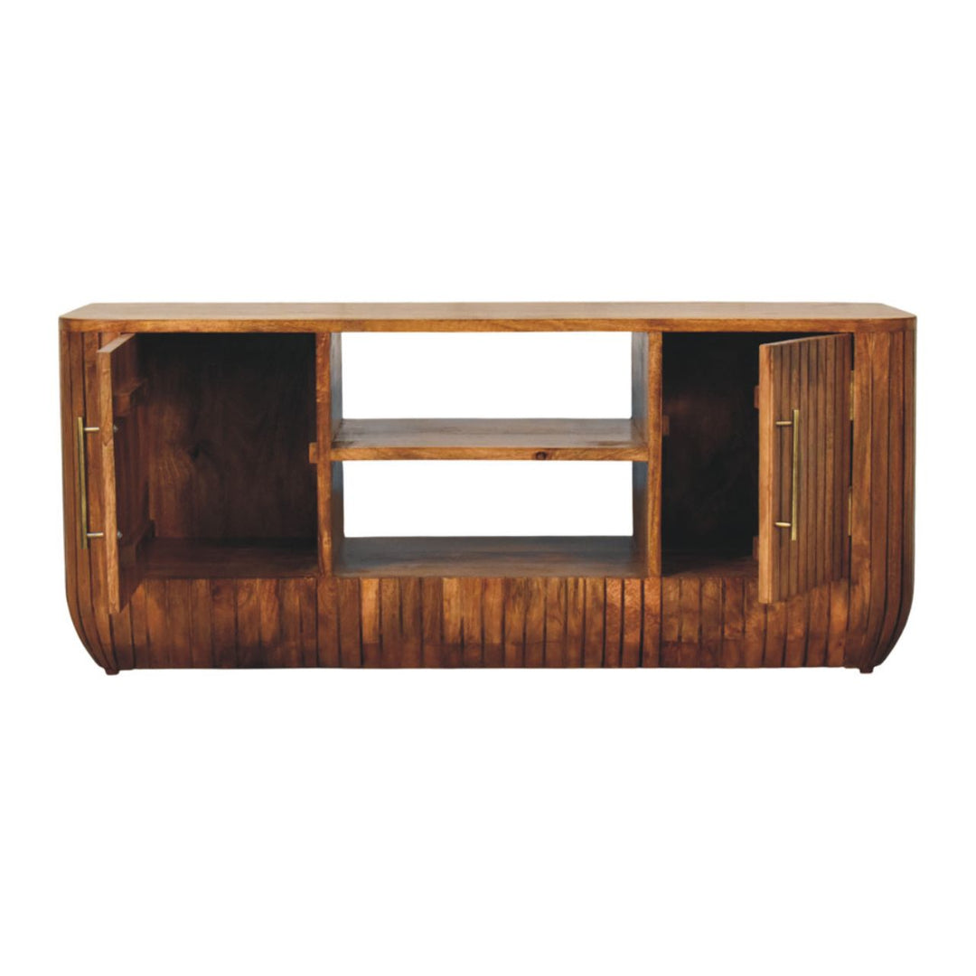 Buy farmhouse furniture Mar Azul Fluted Mediterranean TV Console - Modern Cottage Farmhouse Furniture