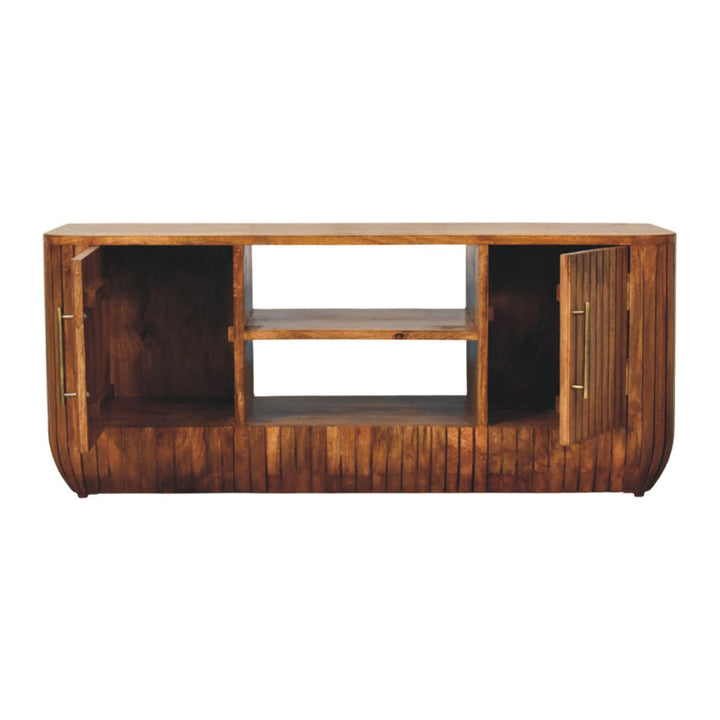 Buy farmhouse furniture Mar Azul Fluted Mediterranean TV Console - Modern Cottage Farmhouse Furniture