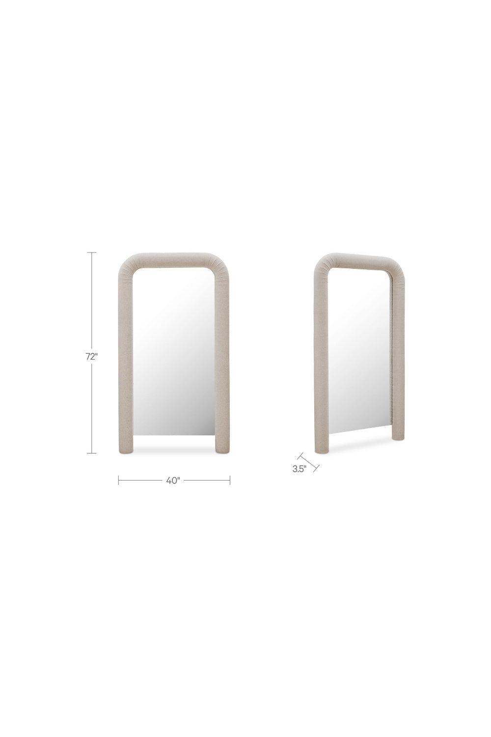 Buy farmhouse furniture Le Riu • Beige Large Modern Cottage Farmhouse Style Upholstered Floor Mirror - Modern Cottage Farmhouse Furniture